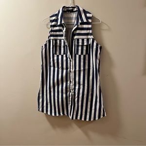 Blue and White Striped Shirt Dress
